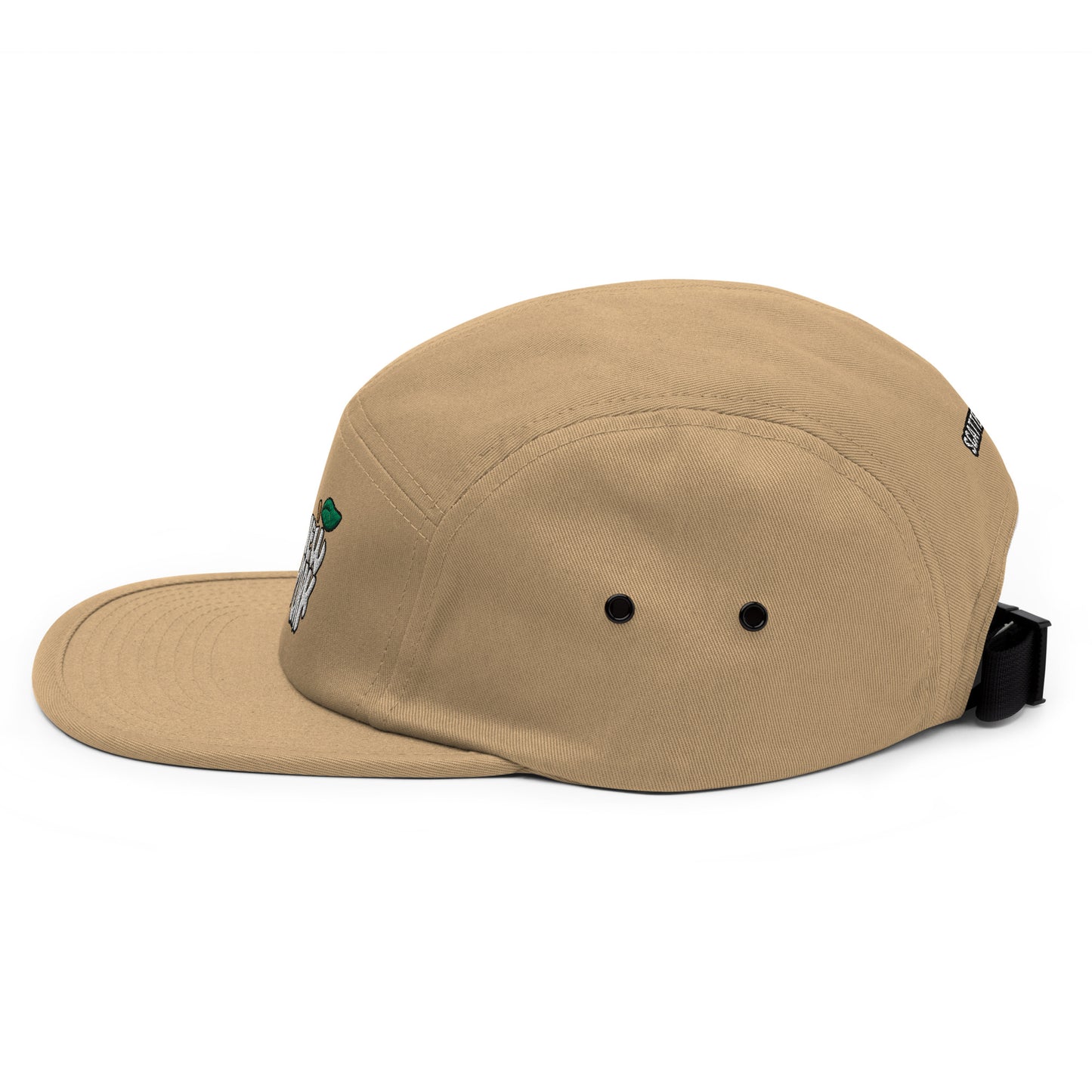 New York Apple Logo Embroidered Khaki Five Panel Hat Scattered Streetwear