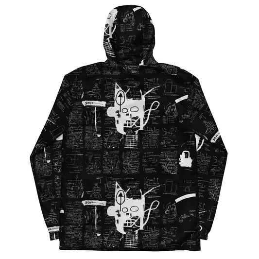 Jean-Michel Basquiat "Untitled" Artwork Printed Premium Black Windbreaker Jacket Scattered