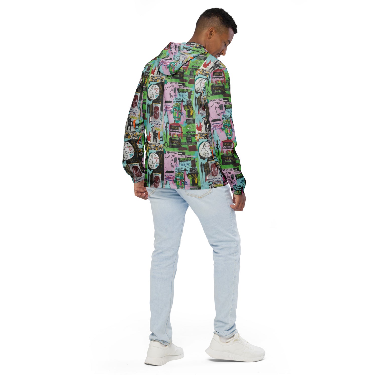 Jean-Michel Basquiat "In Italian" Artwork Printed Premium Windbreaker Jacket Scattered