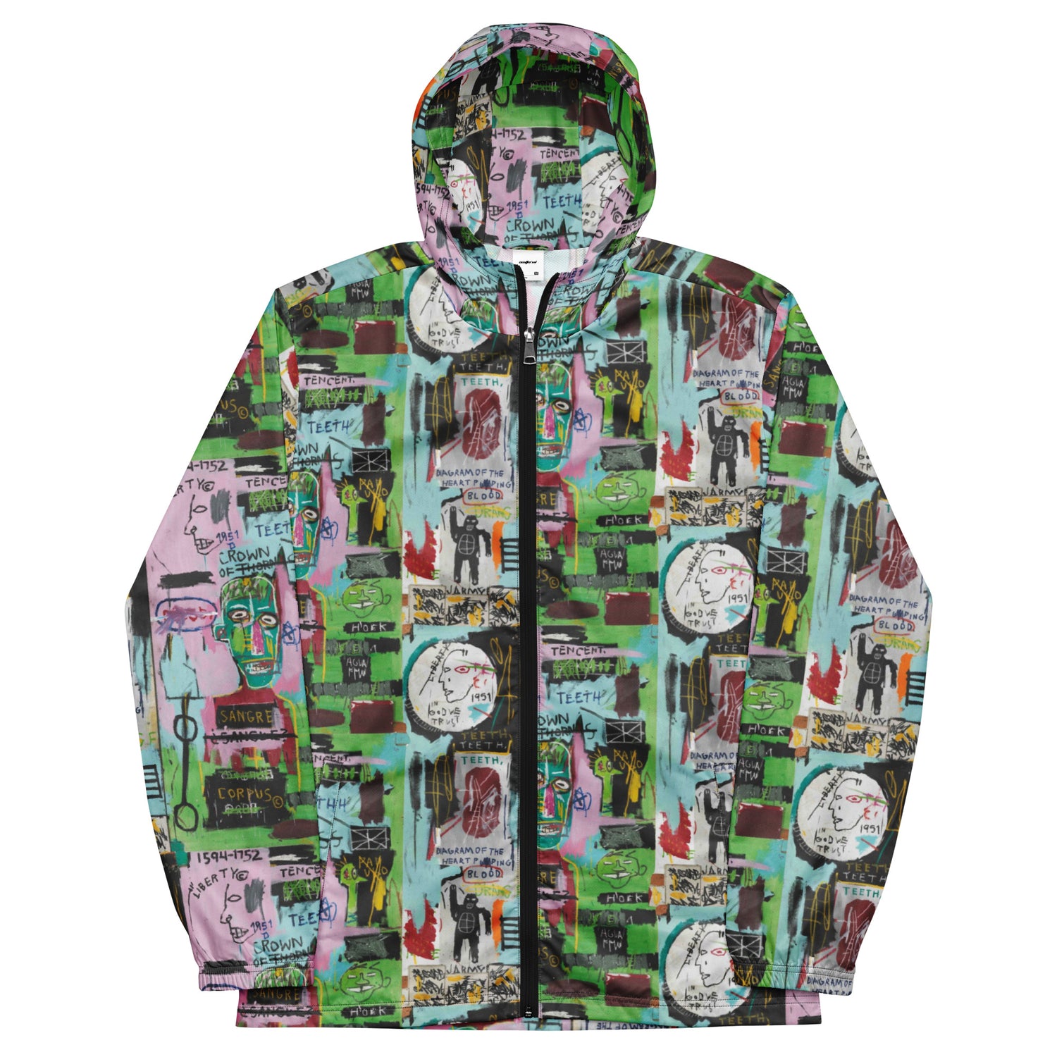 Jean-Michel Basquiat "In Italian" Artwork Printed Premium Windbreaker Jacket Scattered