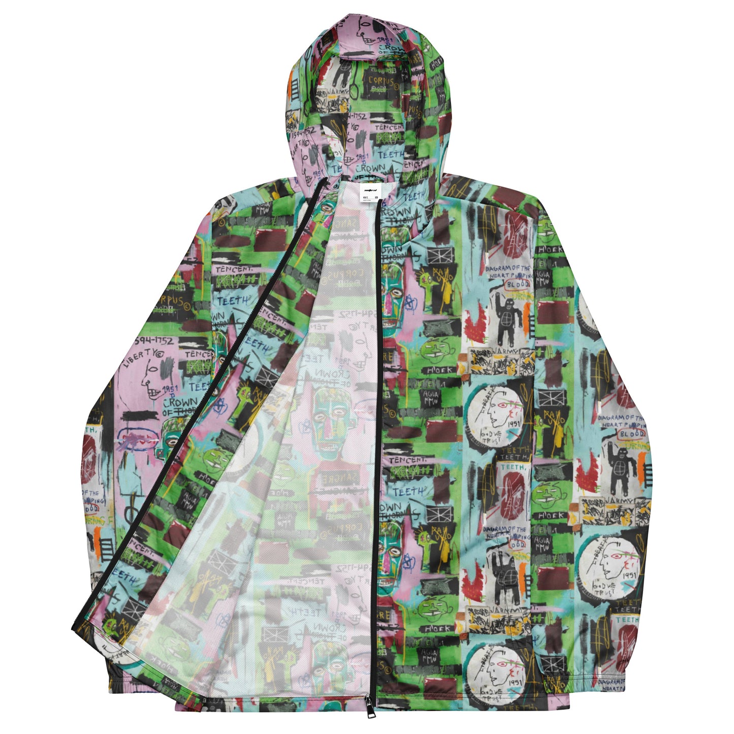 Jean-Michel Basquiat "In Italian" Artwork Printed Premium Windbreaker Jacket Scattered