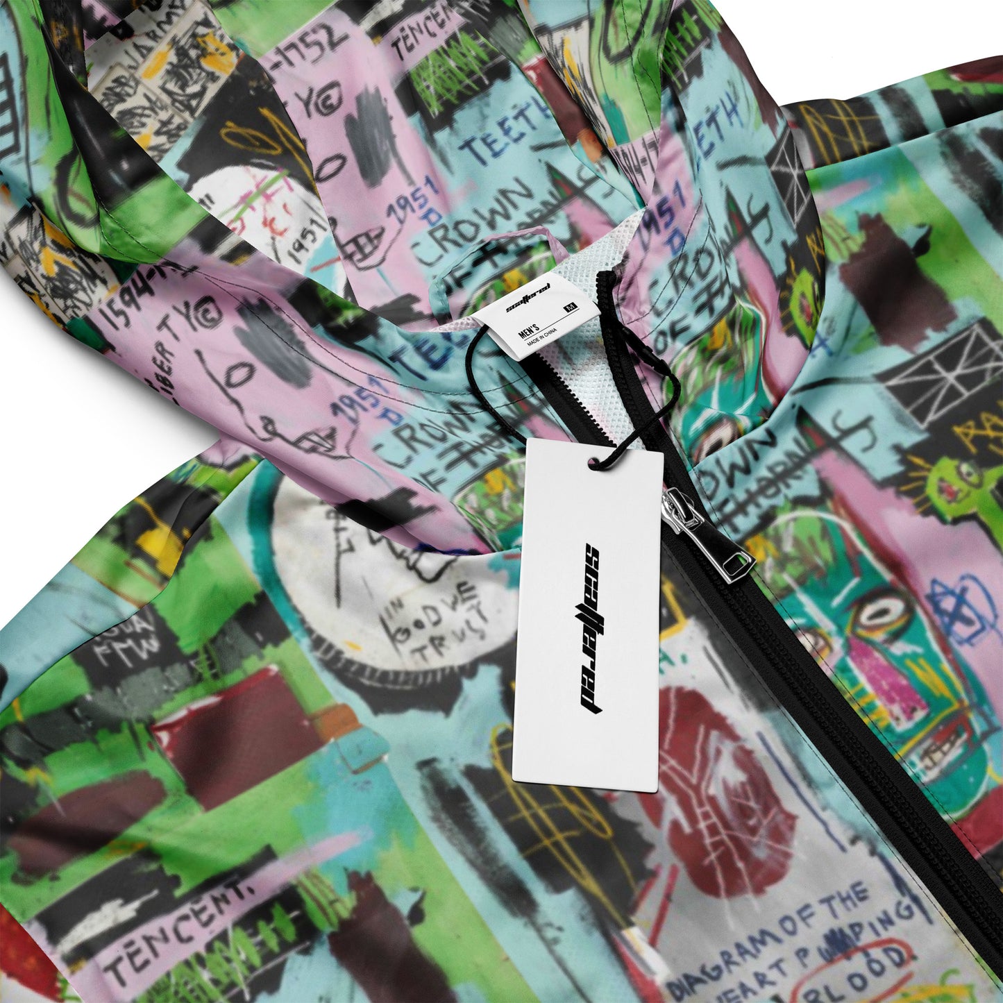 Jean-Michel Basquiat "In Italian" Artwork Printed Premium Windbreaker Jacket Scattered