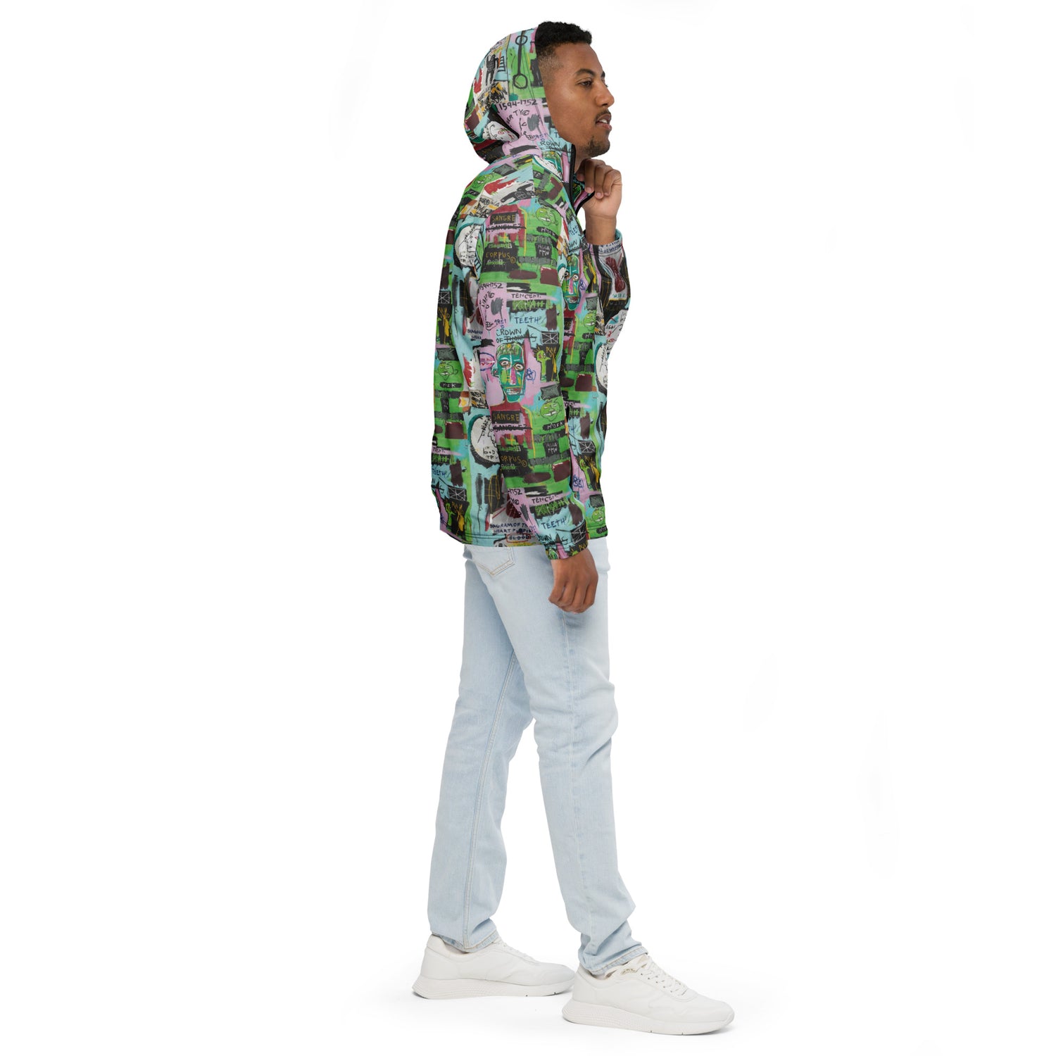 Jean-Michel Basquiat "In Italian" Artwork Printed Premium Windbreaker Jacket Scattered