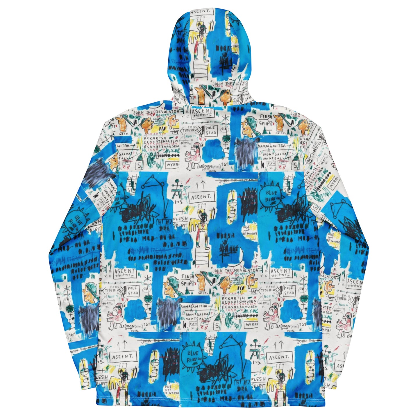 Jean-Michel Basquiat "Ascent" Artwork Printed Premium Blue and White Windbreaker Jacket Scattered