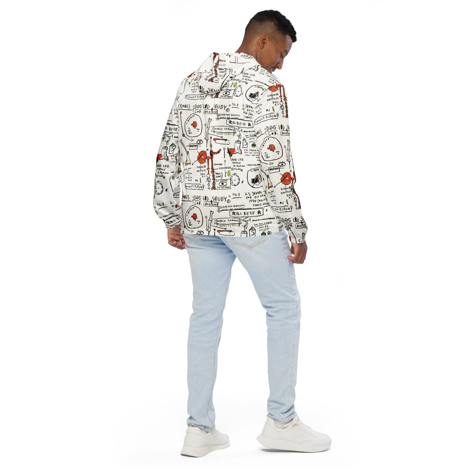 Jean-Michel Basquiat "Dog Leg Study" Artwork Printed Premium Windbreaker Jacket Scattered