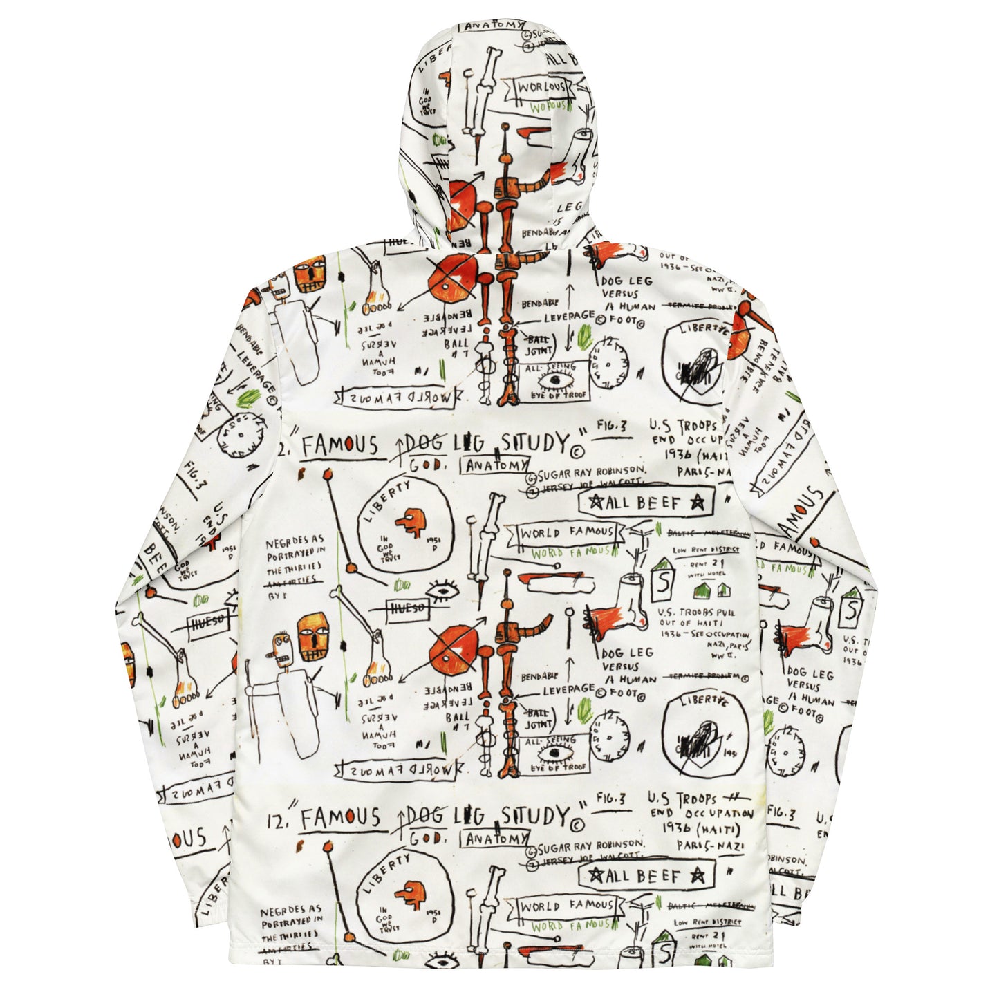 Jean-Michel Basquiat "Dog Leg Study" Artwork Printed Premium Windbreaker Jacket Scattered