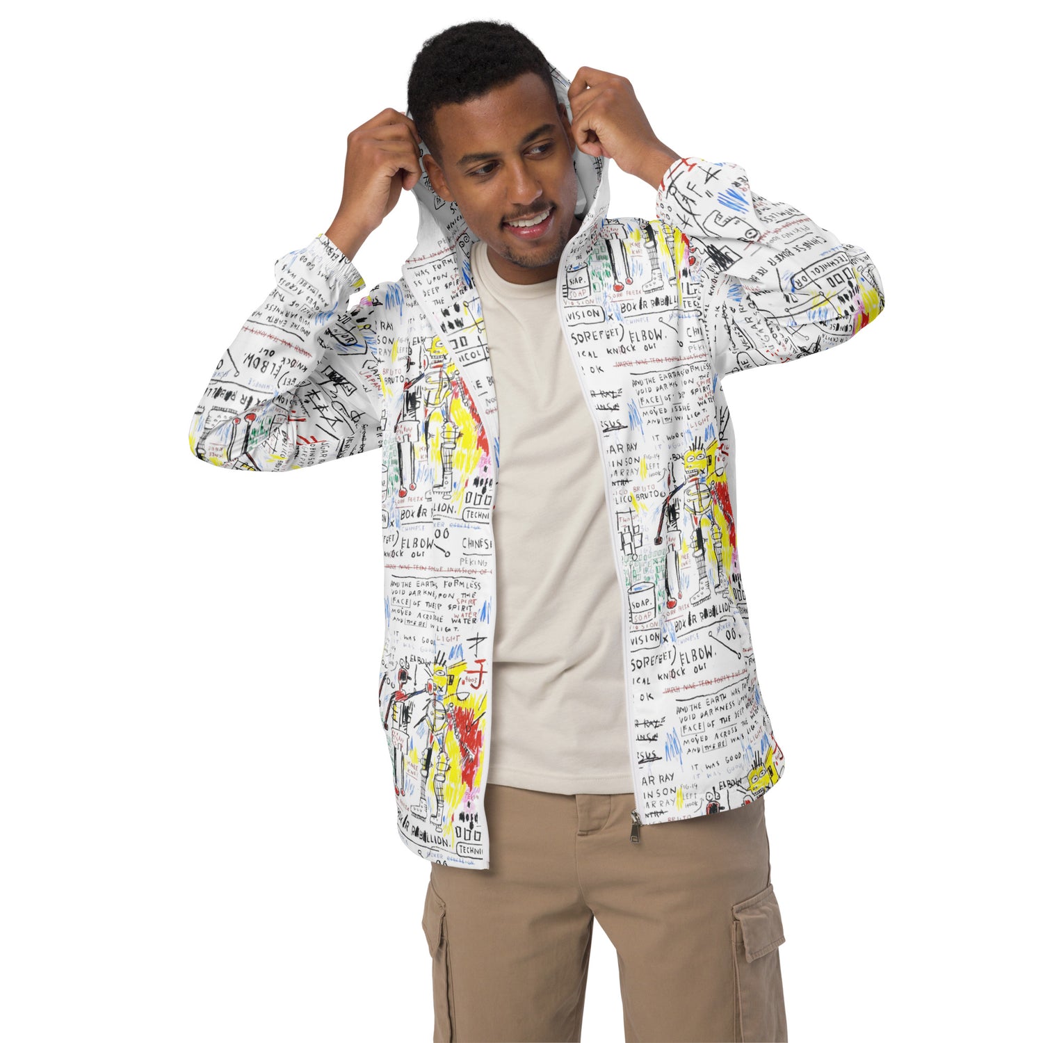 Jean-Michel Basquiat "Boxer Rebellion" Artwork Printed Premium Windbreaker Jacket Scattered