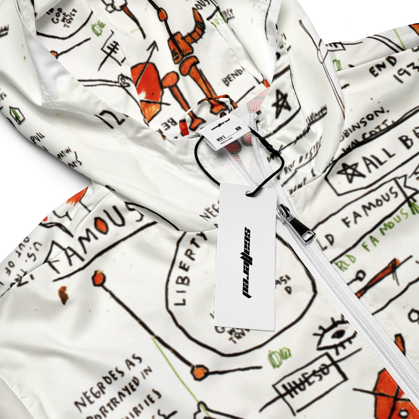 Jean-Michel Basquiat "Dog Leg Study" Artwork Printed Premium Windbreaker Jacket Scattered