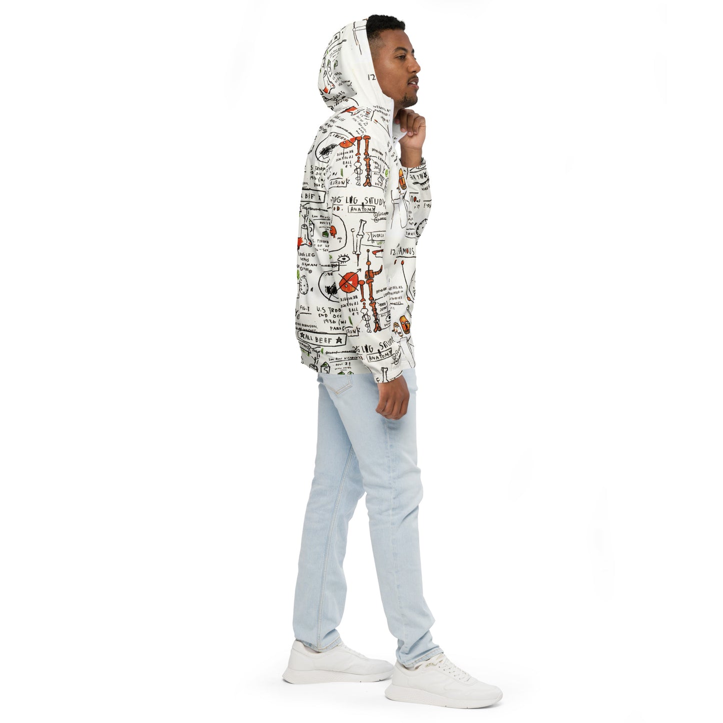 Jean-Michel Basquiat "Dog Leg Study" Artwork Printed Premium Windbreaker Jacket Scattered