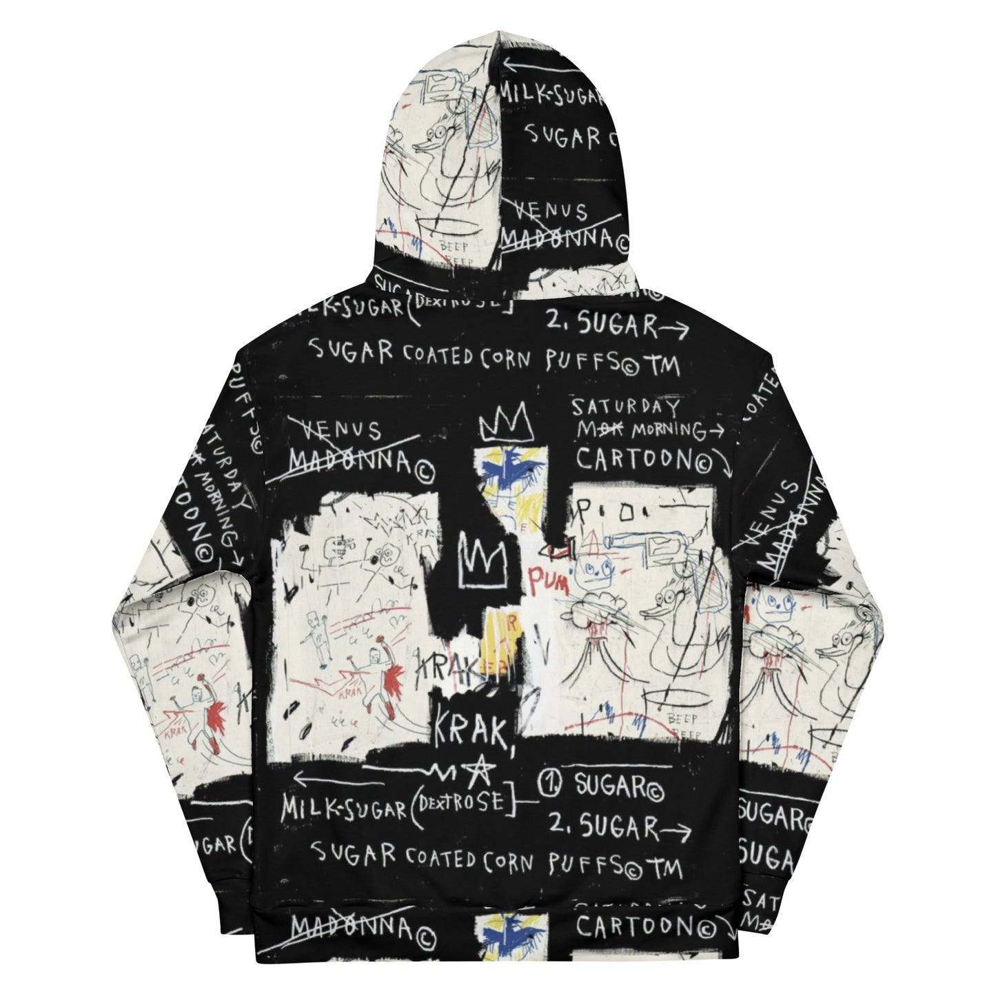 Jean-Michel Basquiat "A Panel of Experts" Artwork All Over Printed Black and White Sweatshirt Hoodie Scattered Streetwear