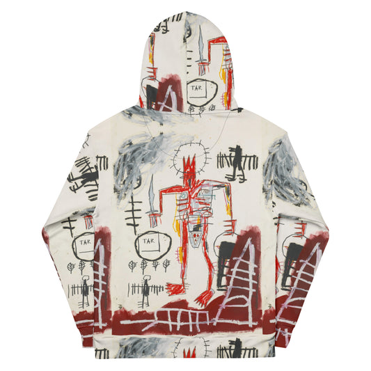 Jean-Michel Basquiat "Untitled" Artwork All Over Printed White and Red Sweatshirt Hoodie Scattered Streetwear