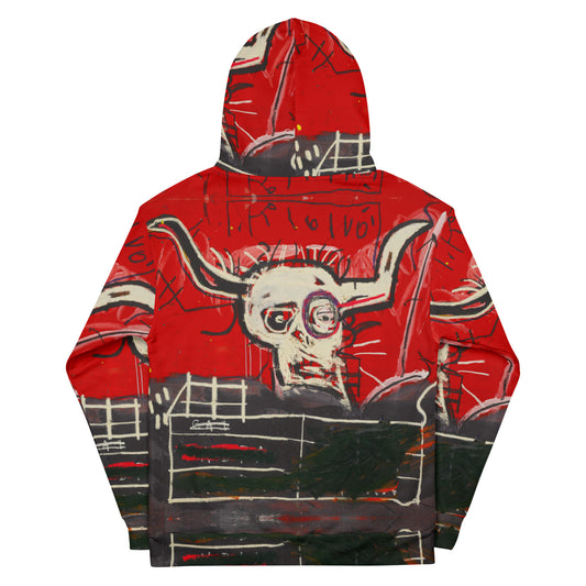 Jean-Michel Basquiat "Cabra" Artwork All Over Printed Red and Black Sweatshirt Hoodie Scattered Streetwear