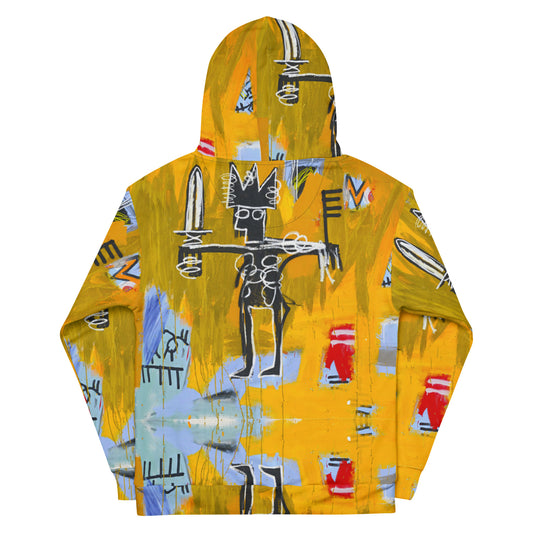 Jean-Michel Basquiat "Julius Caesar on Gold" Artwork All Over Printed Yellow Sweatshirt Hoodie Scattered Streetwear