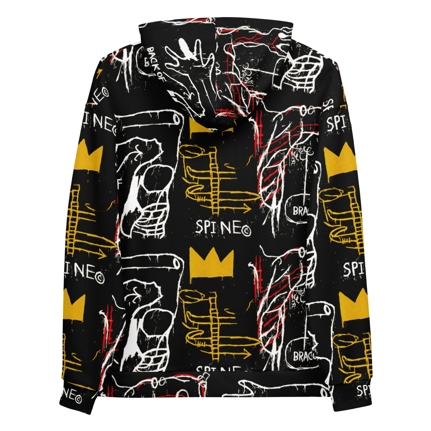 Jean-Michel Basquiat "Back of the Neck" Artwork All Over Printed Black and Yellow Sweatshirt Hoodie Scattered Streetwear