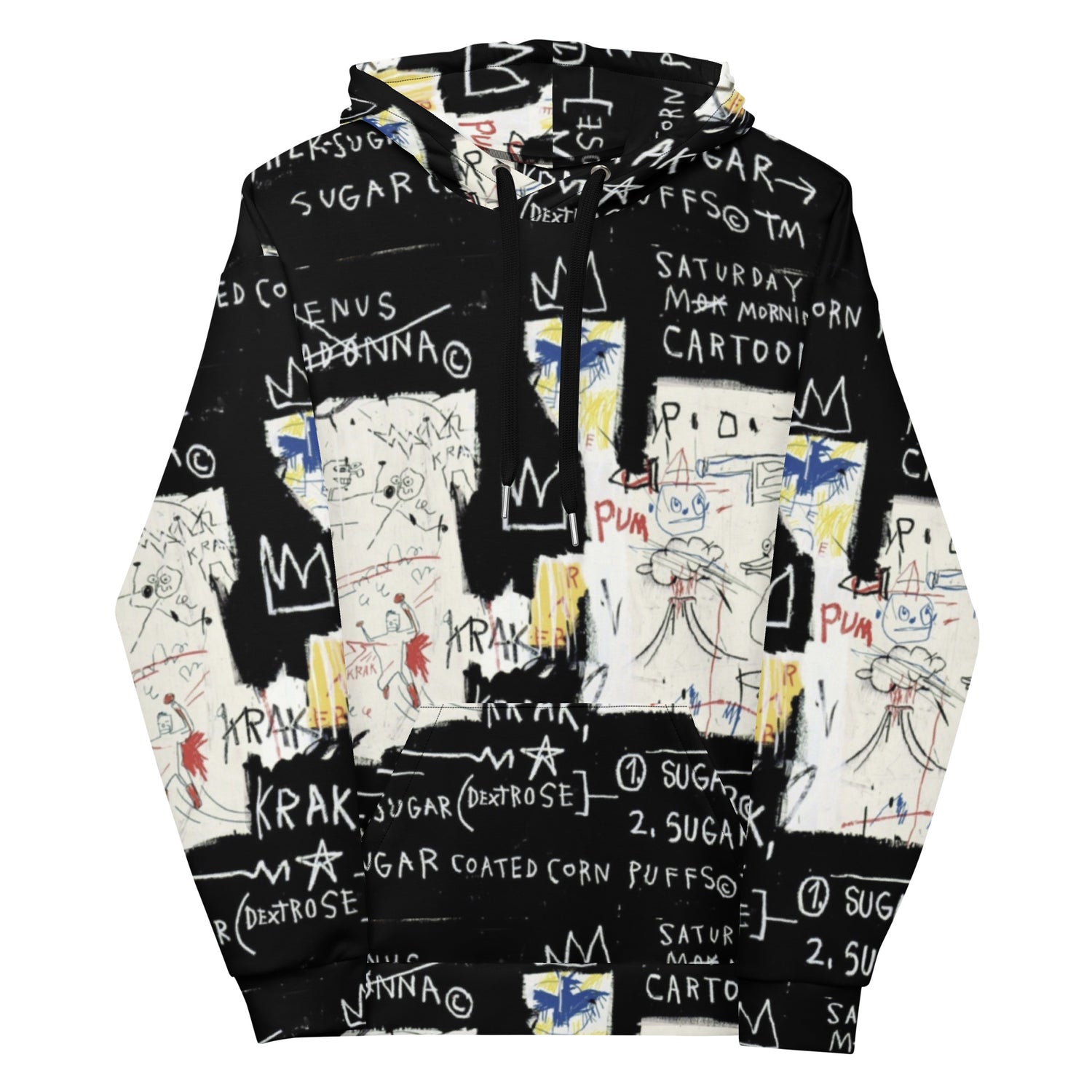Jean-Michel Basquiat "A Panel of Experts" Artwork All Over Printed Black and White Sweatshirt Hoodie Scattered Streetwear