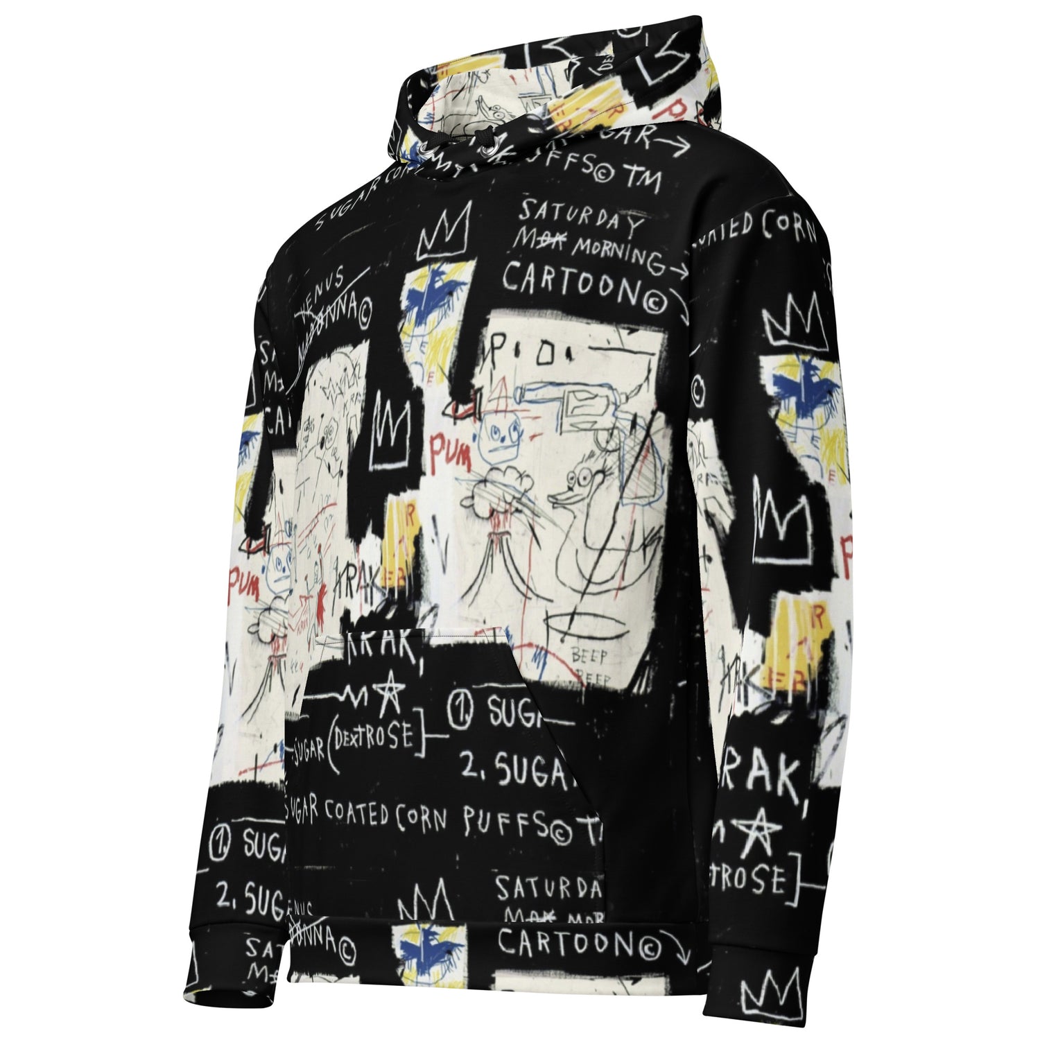 Jean-Michel Basquiat "A Panel of Experts" Artwork All Over Printed Black and White Sweatshirt Hoodie Scattered Streetwear