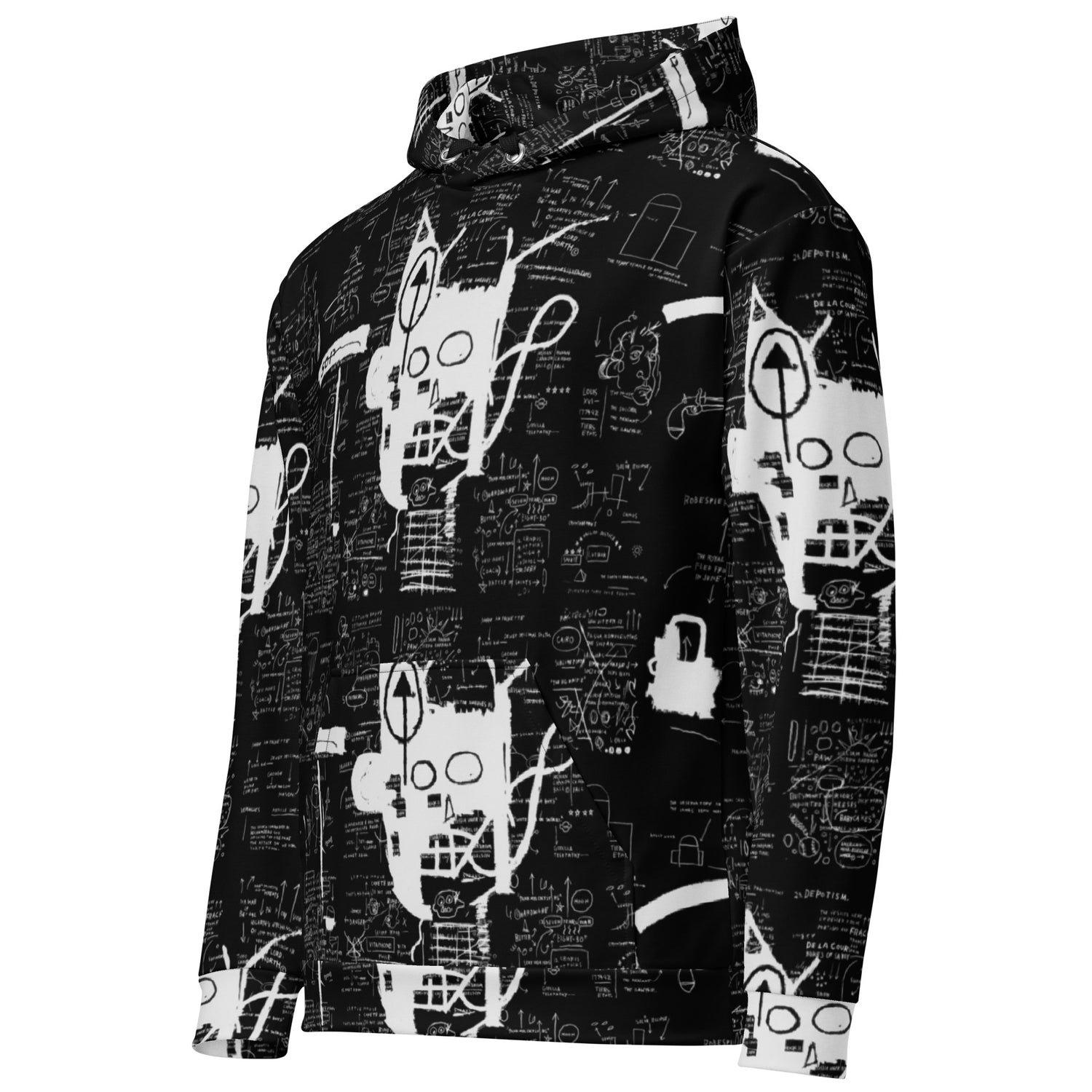 Jean-Michel Basquiat "Untitled" Artwork All Over Printed Black and White Sweatshirt Hoodie Scattered Streetwear