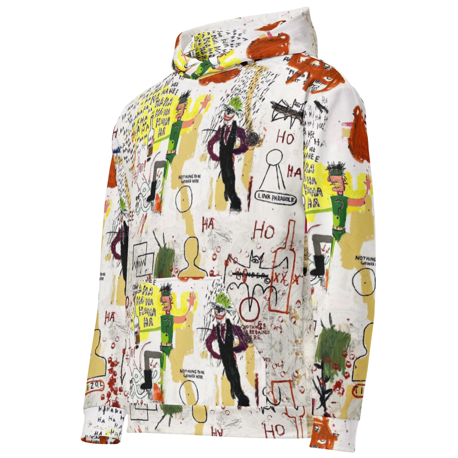 Jean-Michel Basquiat "Riddle Me This Batman" Artwork All Over Printed White Sweatshirt Hoodie Scattered Streetwear