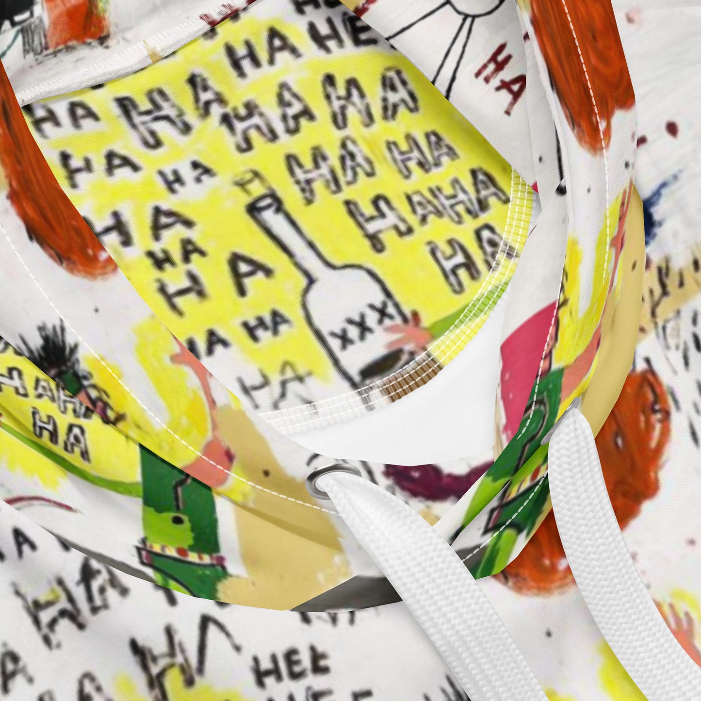 Jean-Michel Basquiat "Riddle Me This Batman" Artwork All Over Printed White Sweatshirt Hoodie Scattered Streetwear