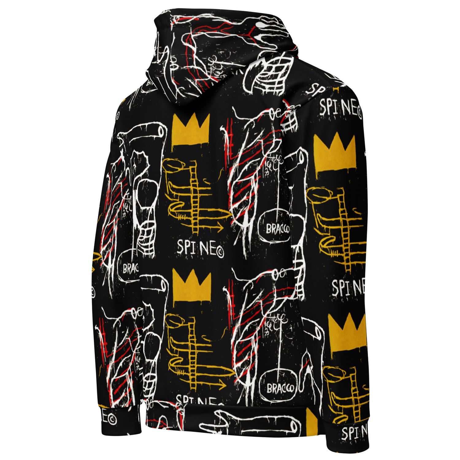 Jean-Michel Basquiat "Back of the Neck" Artwork All Over Printed Black and Yellow Sweatshirt Hoodie Scattered Streetwear