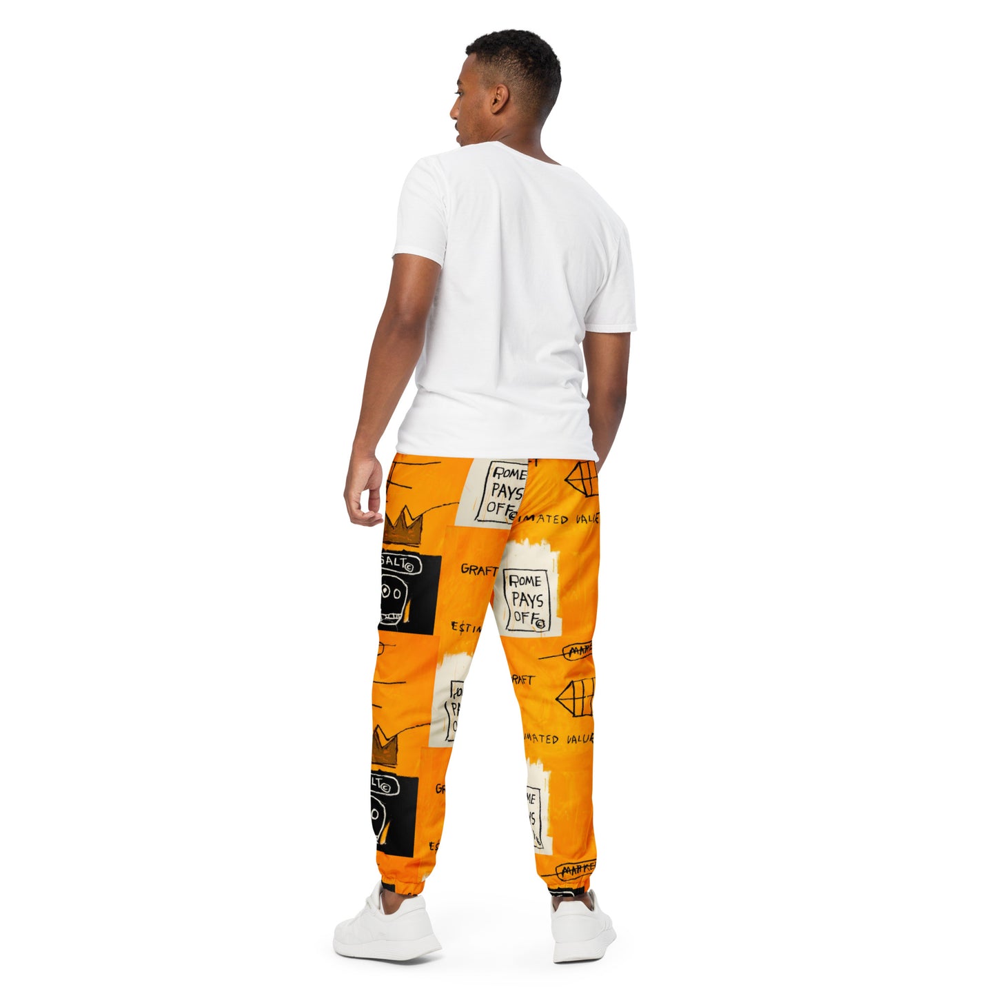 Jean-Michel Basquiat "Rome Pays Off" Artwork Printed Premium Streetwear Track Pants Scattered