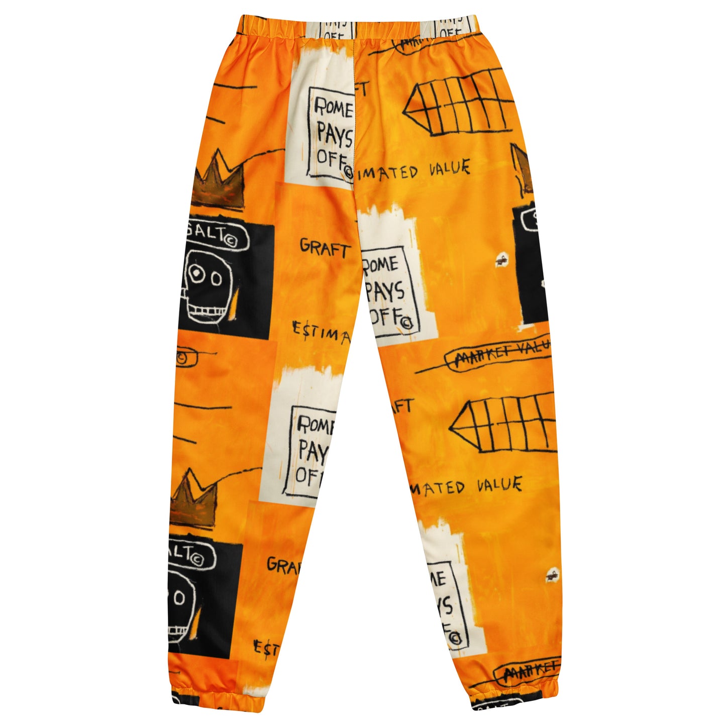 Jean-Michel Basquiat "Rome Pays Off" Artwork Printed Premium Streetwear Track Pants Scattered