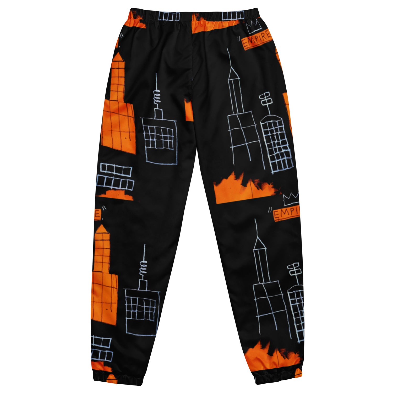 Jean-Michel Basquiat "Mecca" Artwork Printed Premium Black and Orange Track Pants Scattered