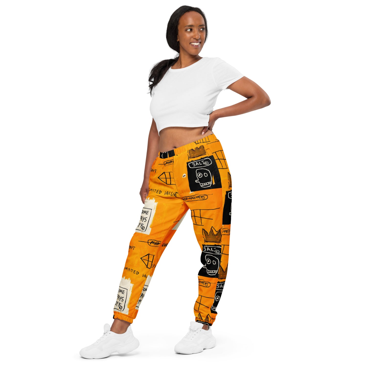 Jean-Michel Basquiat "Rome Pays Off" Artwork Printed Premium Streetwear Track Pants Scattered