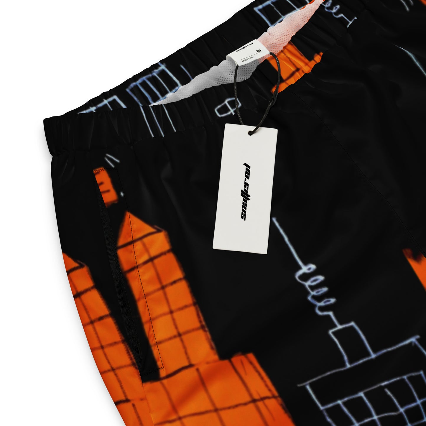 Jean-Michel Basquiat "Mecca" Artwork Printed Premium Black and Orange Track Pants Scattered