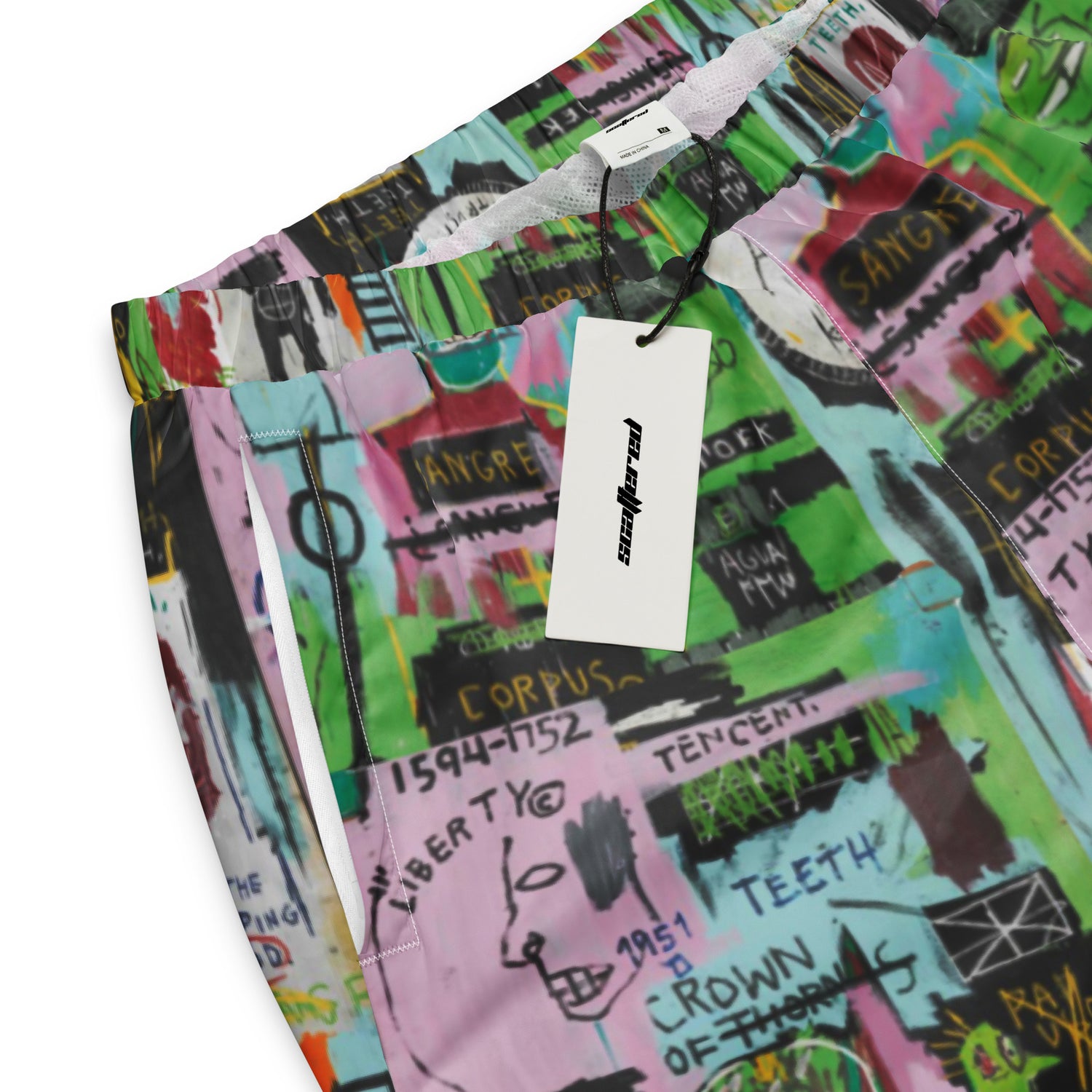 Jean-Michel Basquiat "In Italian" Artwork Printed Premium Track Pants Scattered