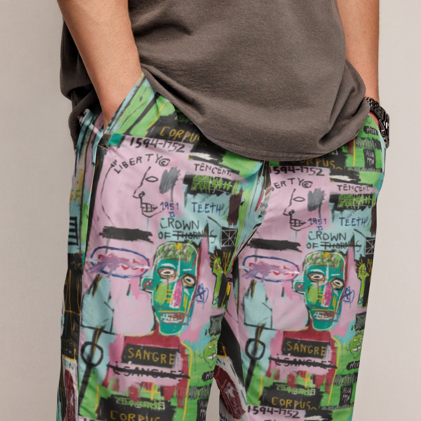 Jean-Michel Basquiat "In Italian" Artwork Printed Premium Track Pants Scattered