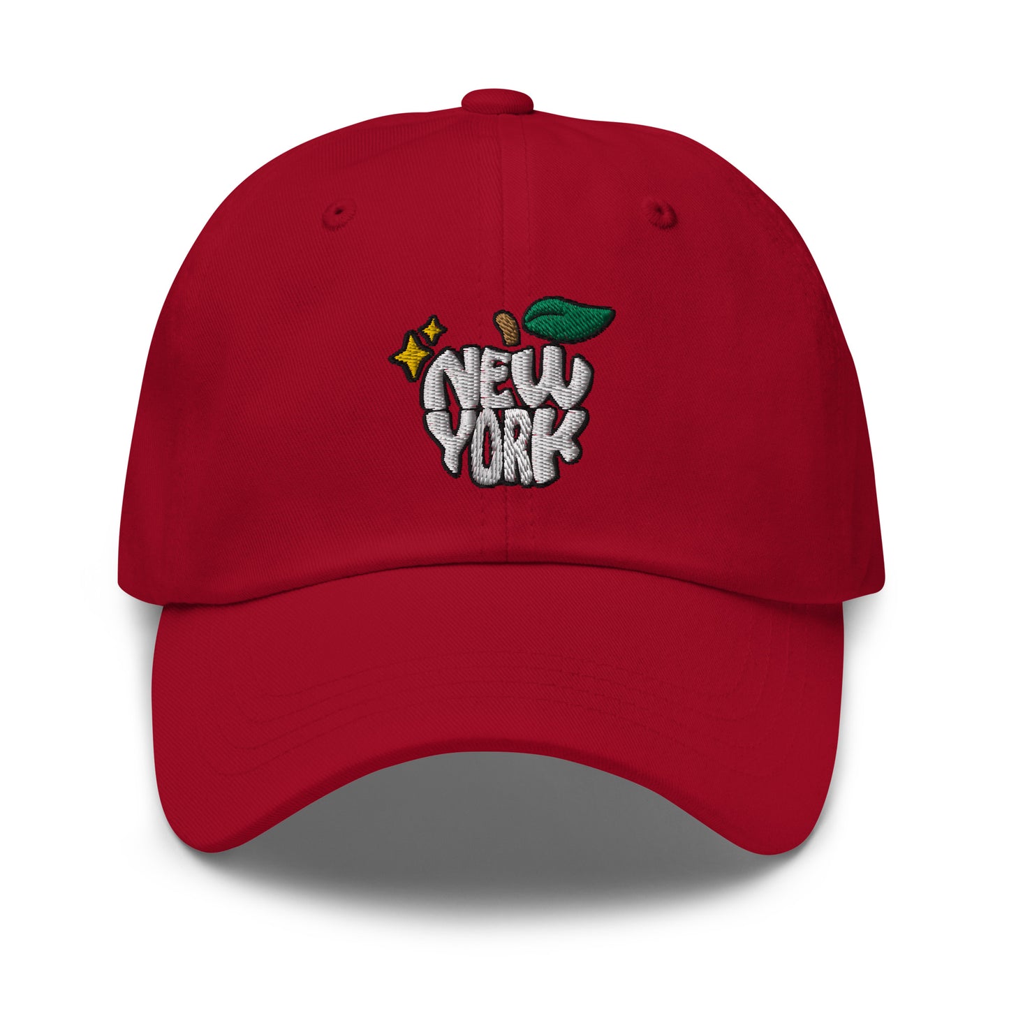 New York Apple Logo Embroidered Red Dad Hat Scattered Streetwear