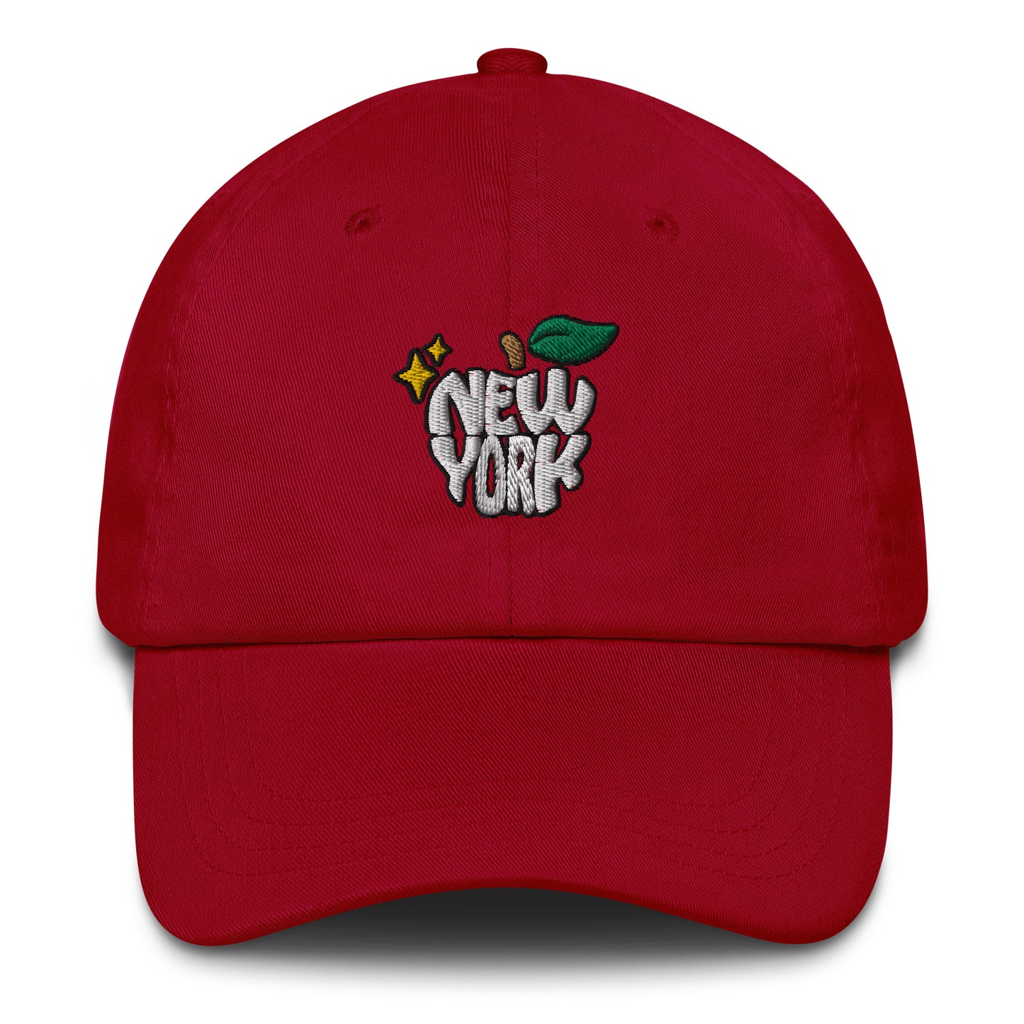 New York Apple Logo Embroidered Red Dad Hat Scattered Streetwear