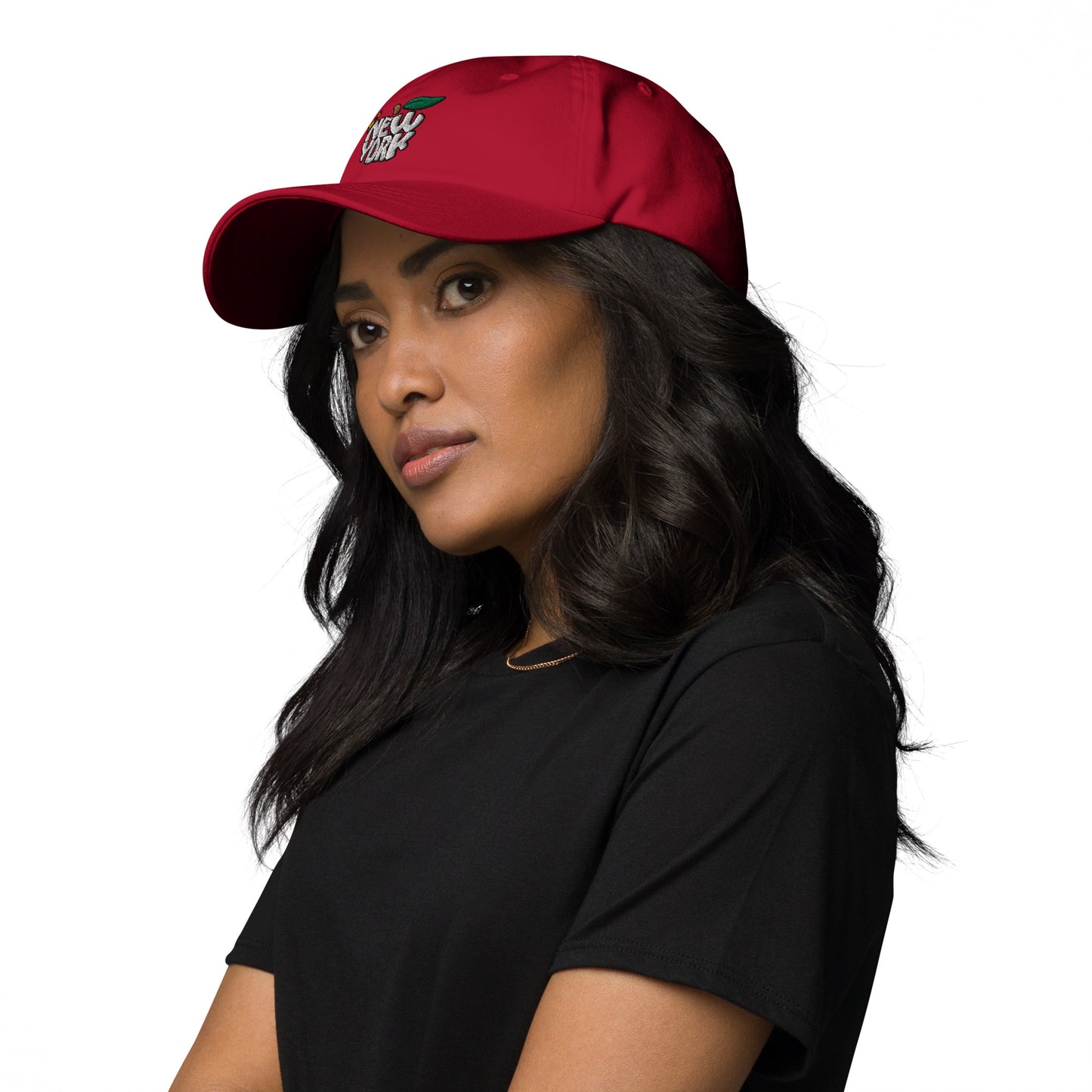 New York Apple Logo Embroidered Red Dad Hat Scattered Streetwear