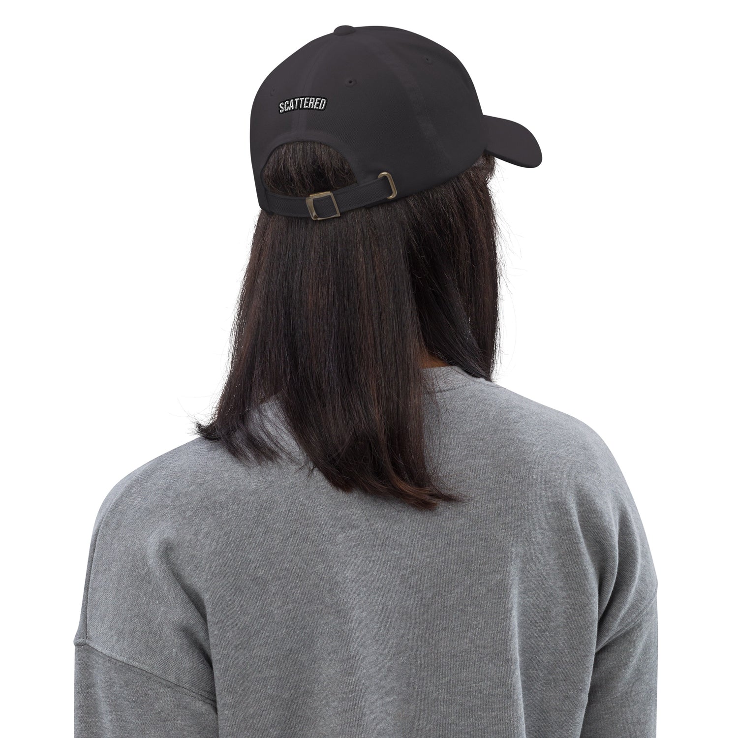 New York Apple Logo Embroidered Charcoal Grey Dad Hat Scattered Streetwear