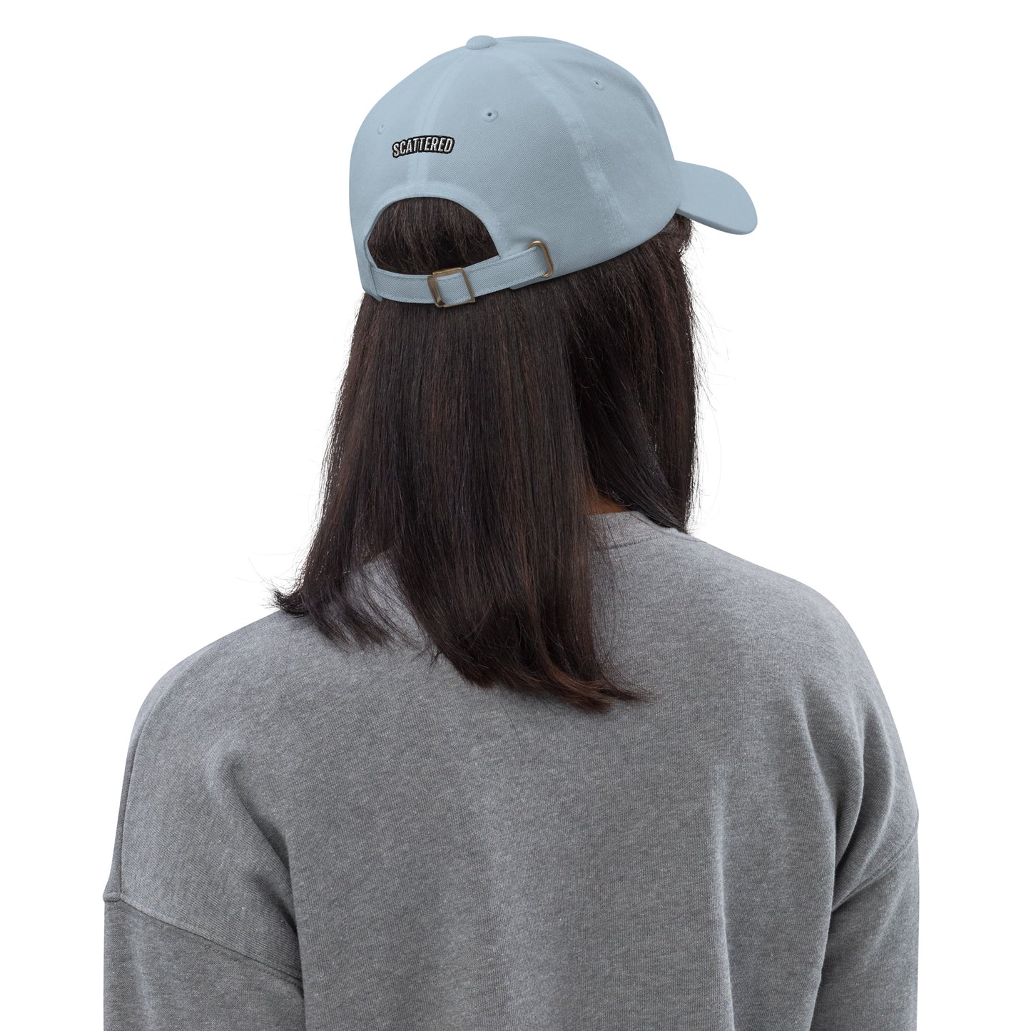 New York Apple Logo Embroidered Baby Blue Dad Hat Scattered Streetwear