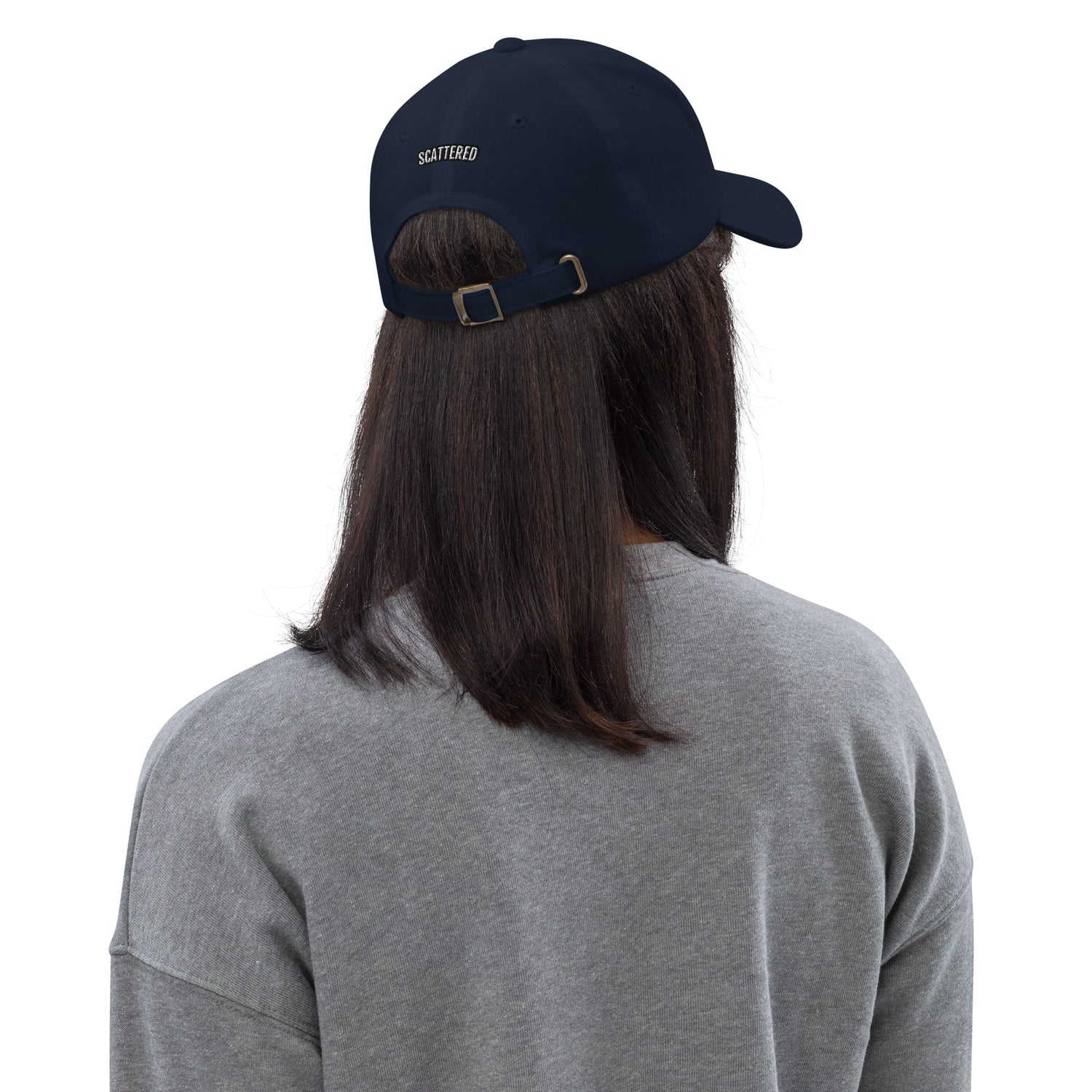 New York Apple Logo Embroidered Navy Blue Dad Hat Scattered Streetwear