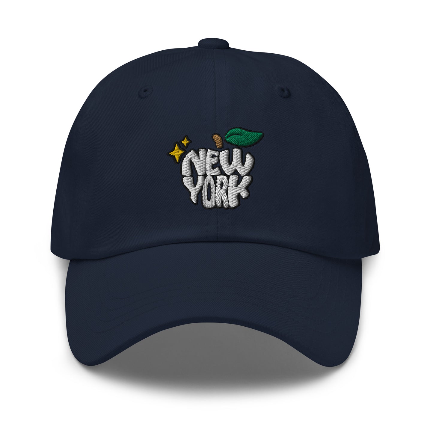 New York Apple Logo Embroidered Navy Blue Dad Hat Scattered Streetwear