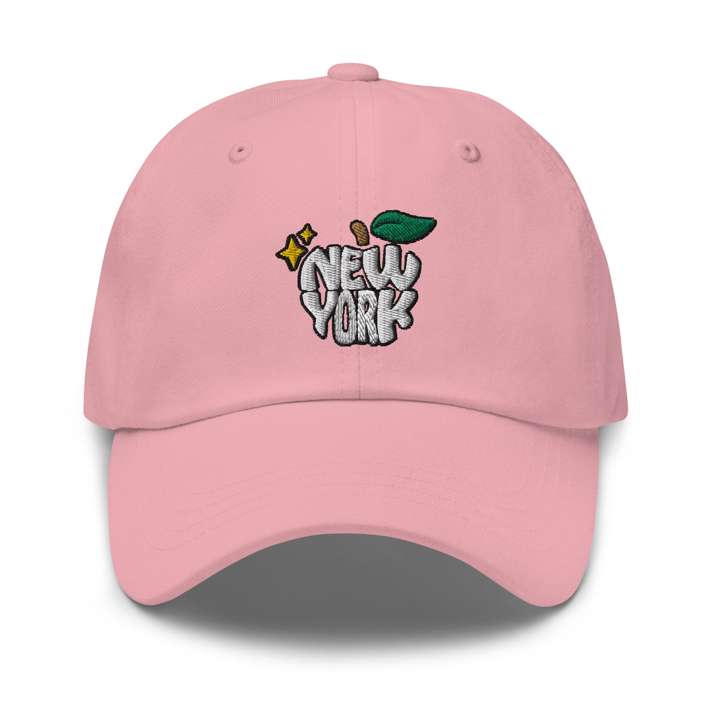 New York Apple Logo Embroidered Pink Dad Hat Scattered Streetwear
