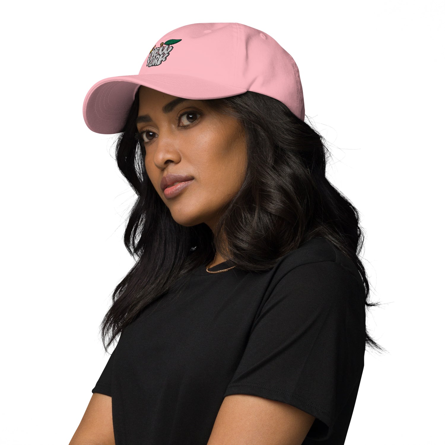 New York Apple Logo Embroidered Pink Dad Hat Scattered Streetwear