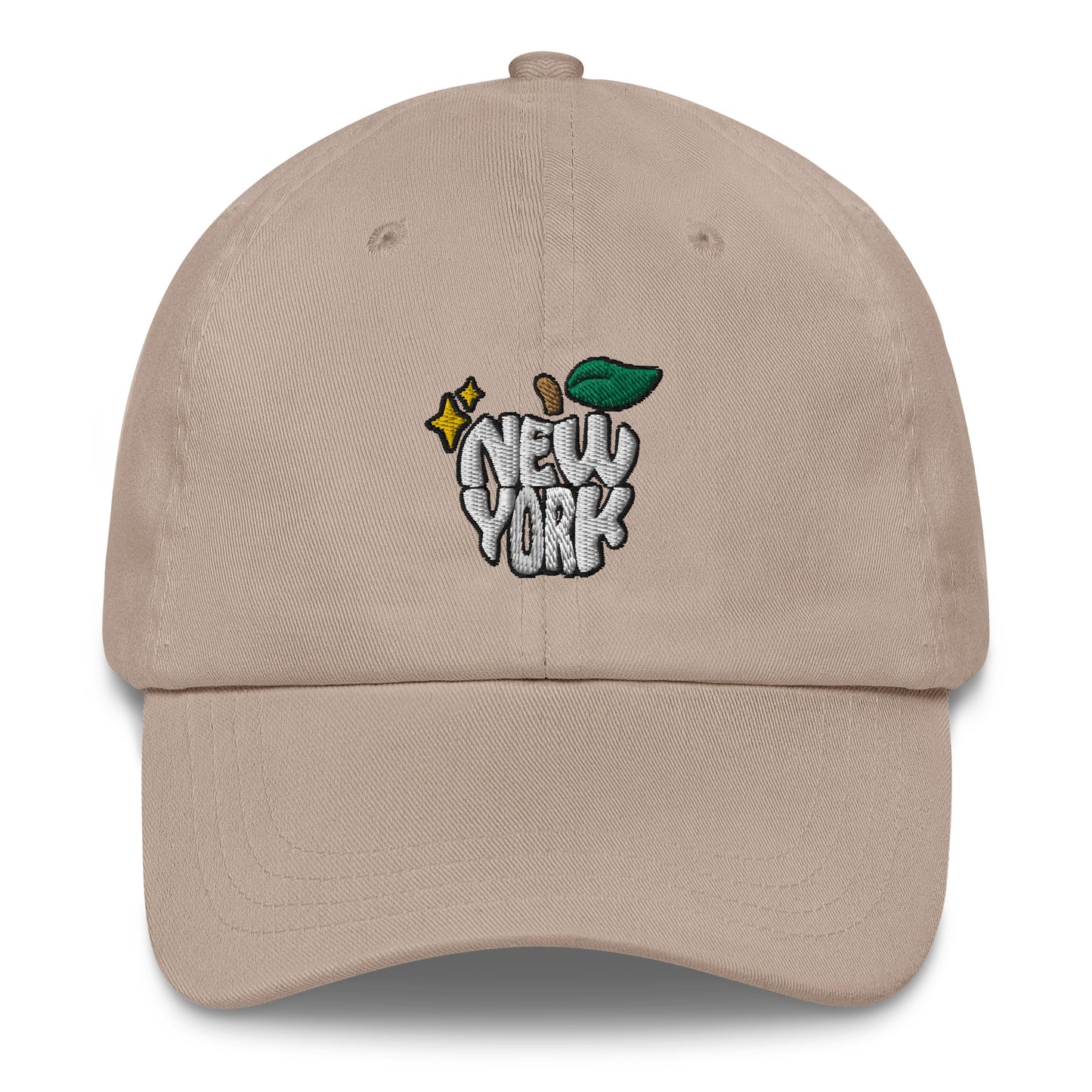 New York Apple Logo Embroidered Tan Dad Hat Scattered Streetwear