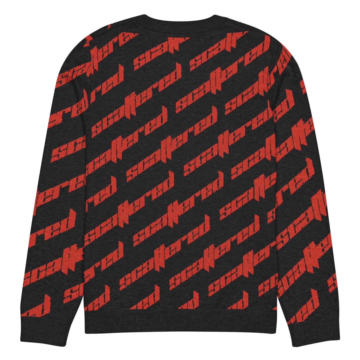 Black/Red Scattered Logo Knitted Crewneck Sweater