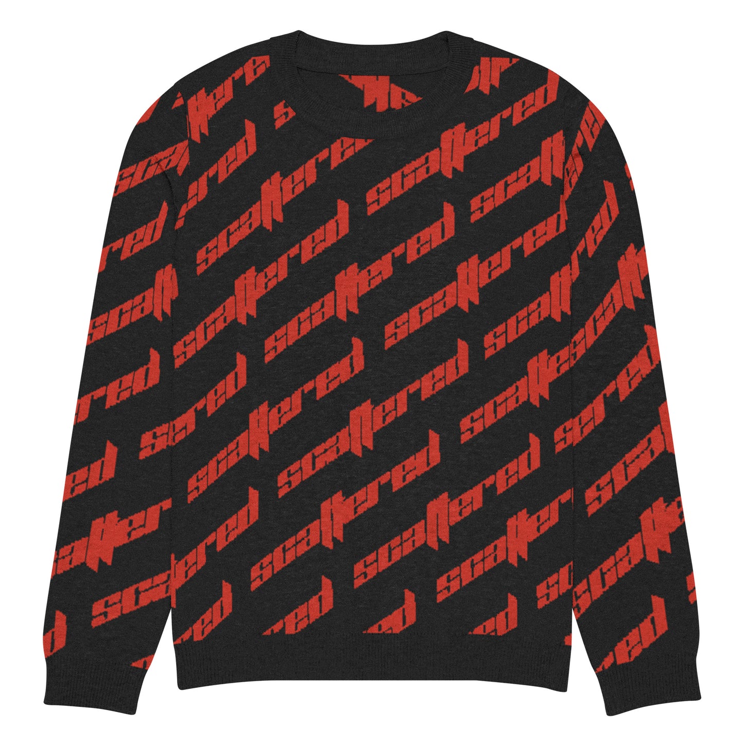 Black/Red Scattered Logo Knitted Crewneck Sweater