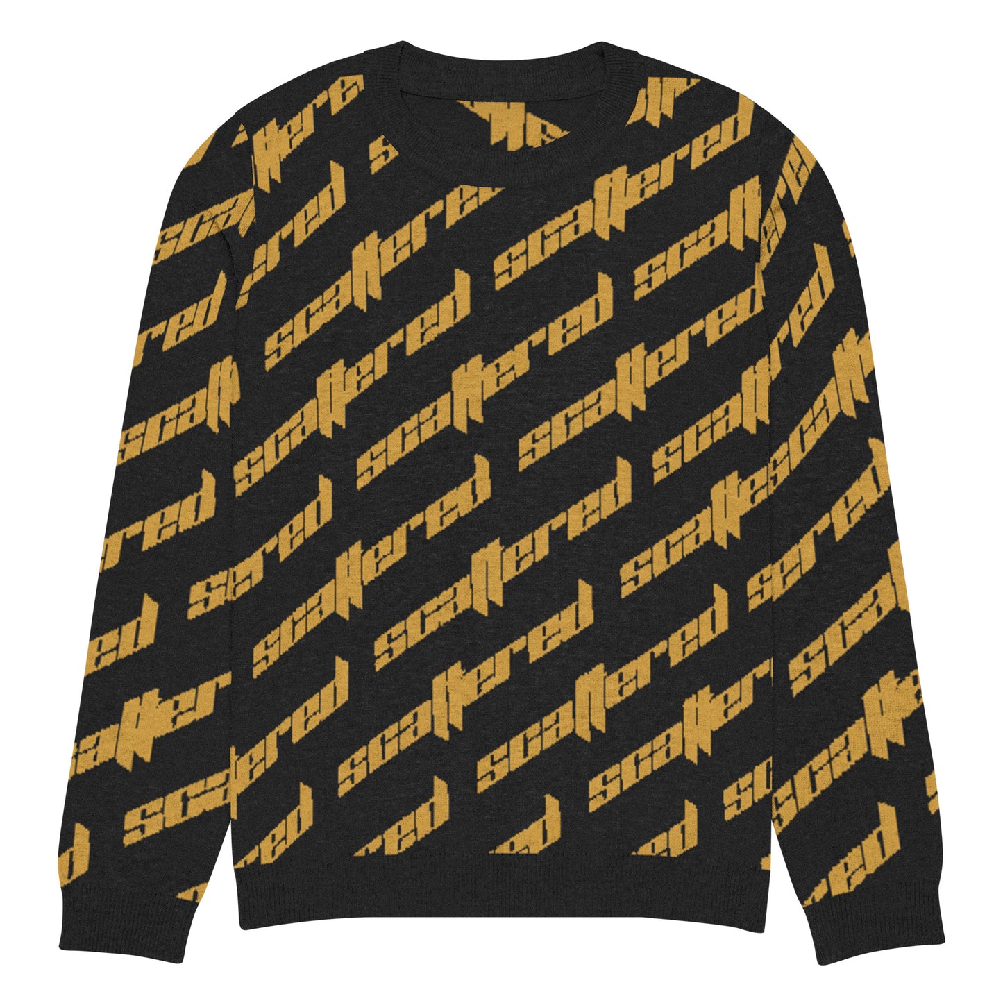 Black/Yellow Scattered Logo Knitted Crewneck Sweater