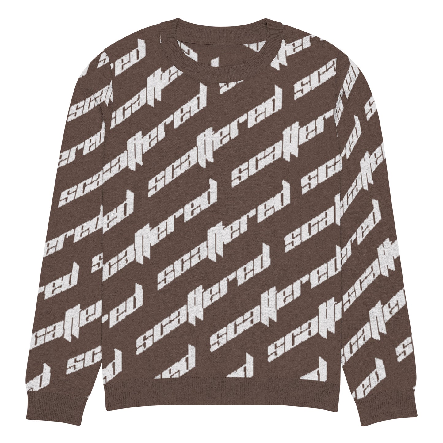 Brown Scattered Logo Knitted Crewneck Sweater