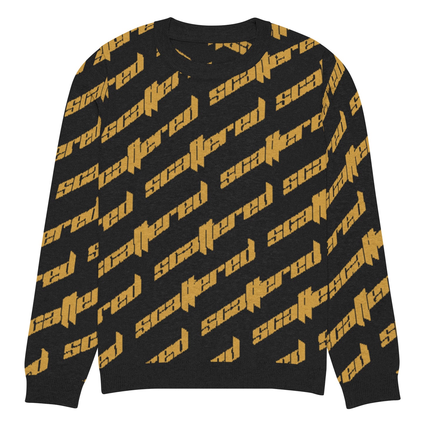 Black/Yellow Scattered Logo Knitted Crewneck Sweater