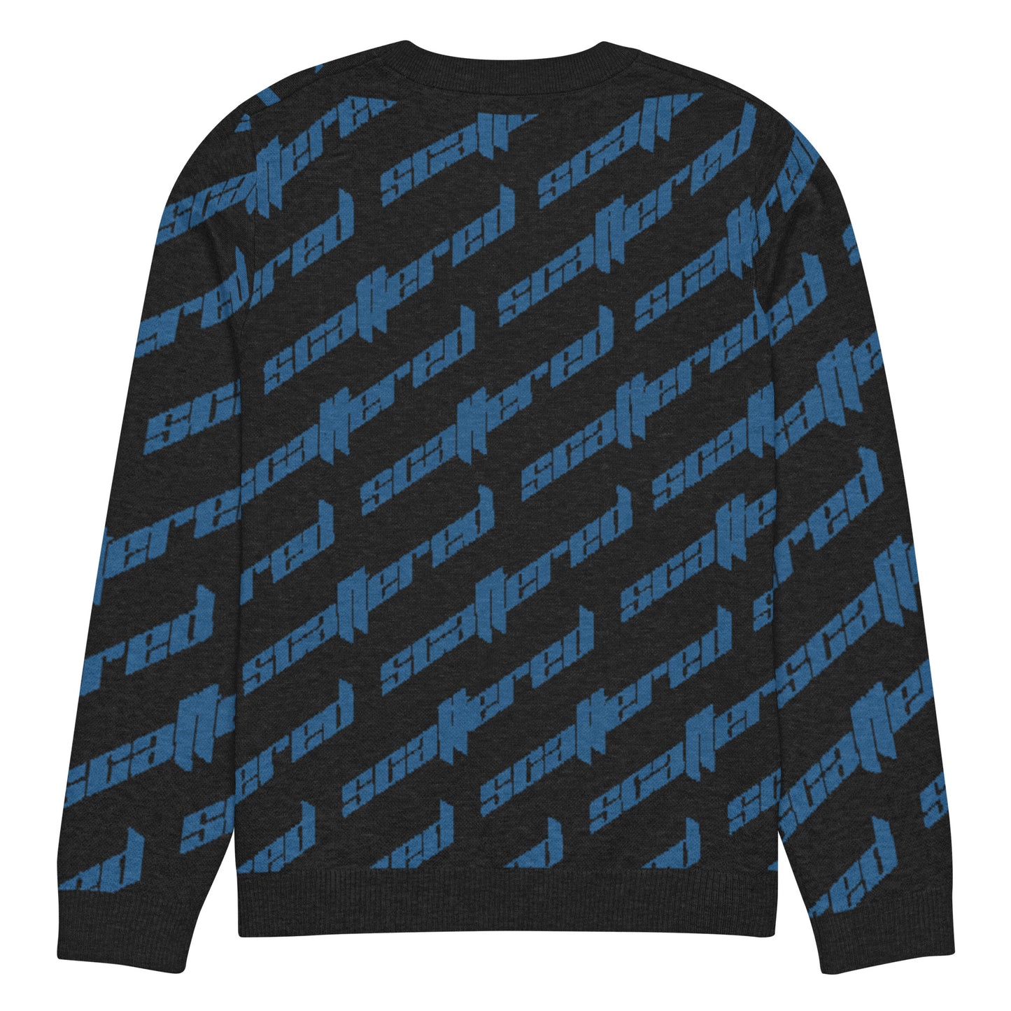 Black/Blue Scattered Logo Knitted Crewneck Sweater