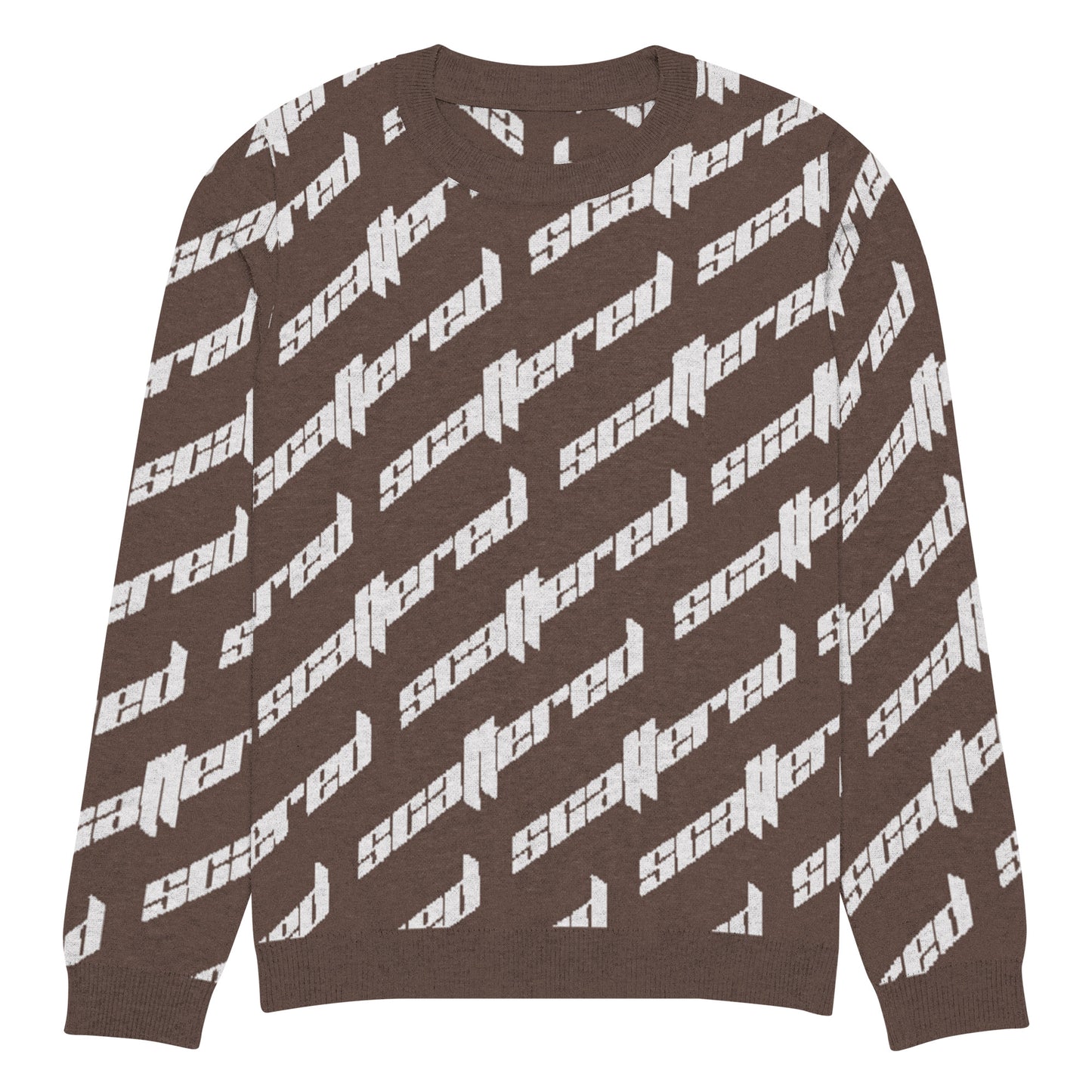 Brown Scattered Logo Knitted Crewneck Sweater