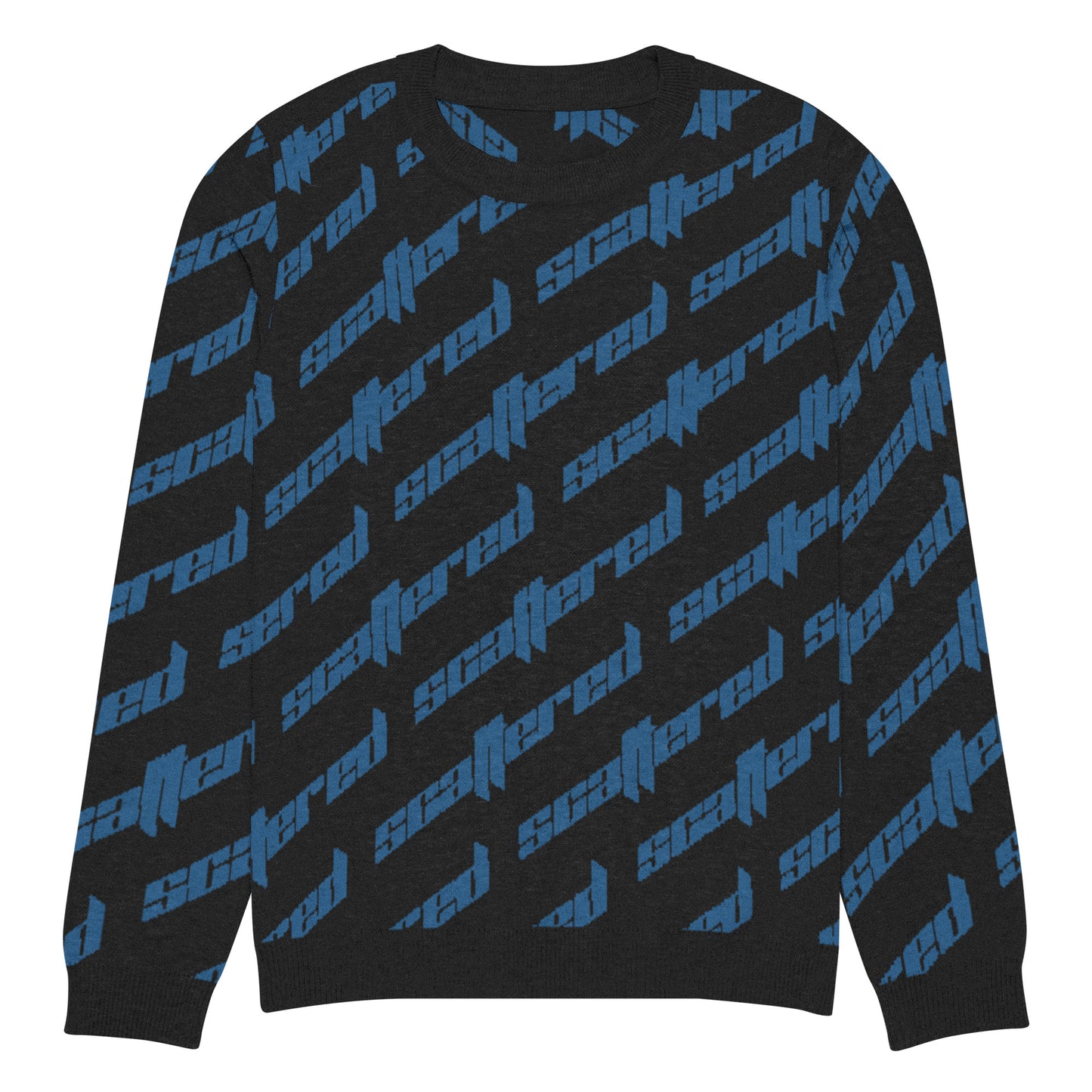 Black/Blue Scattered Logo Knitted Crewneck Sweater