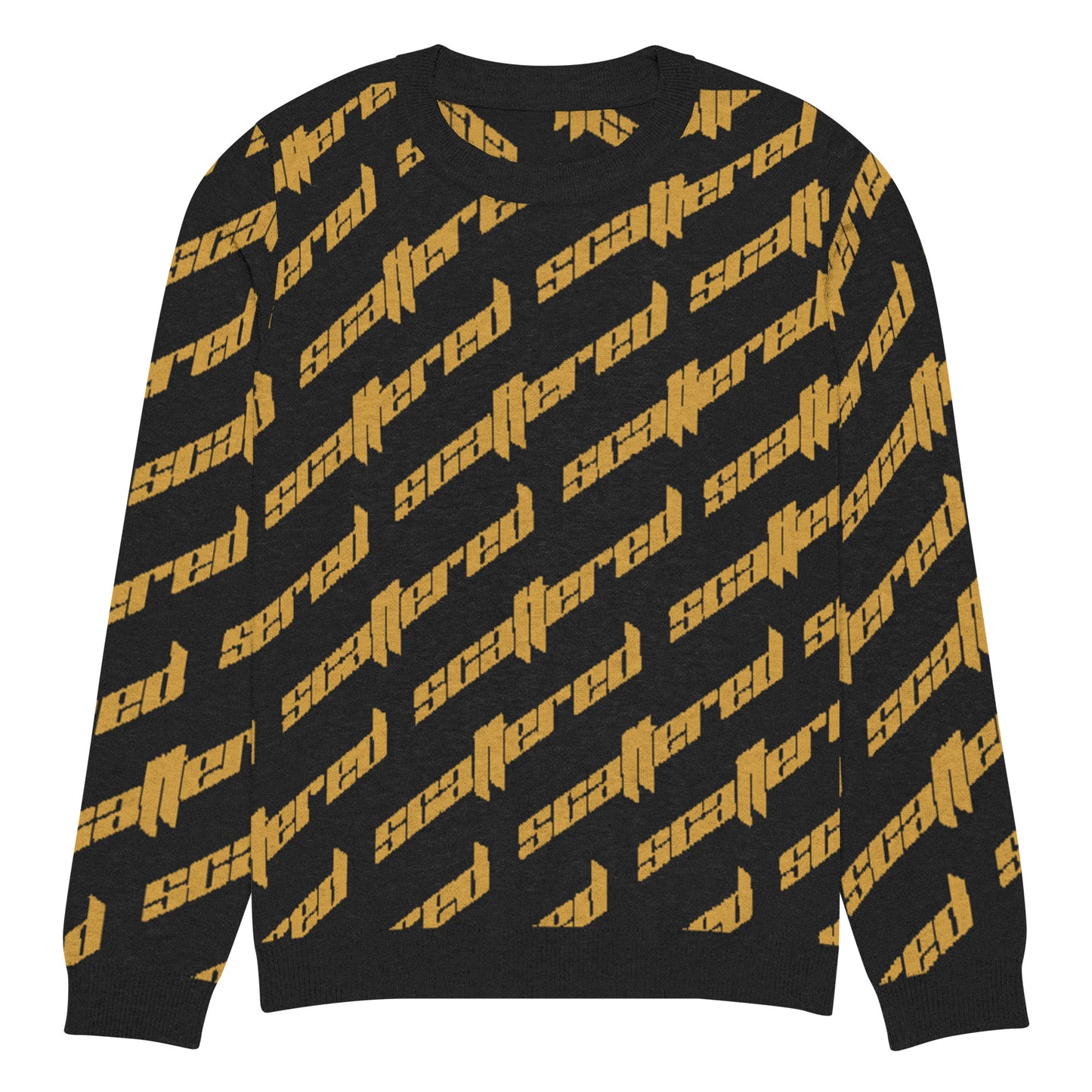 Black/Yellow Scattered Logo Knitted Crewneck Sweater